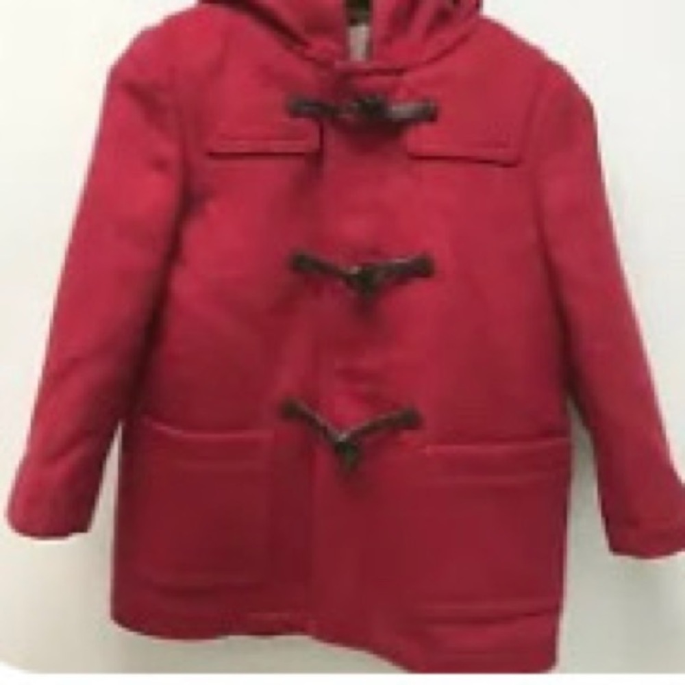 Burberry Children’s Red Wool Toggle Coat size 3T 98cm, used lots of life